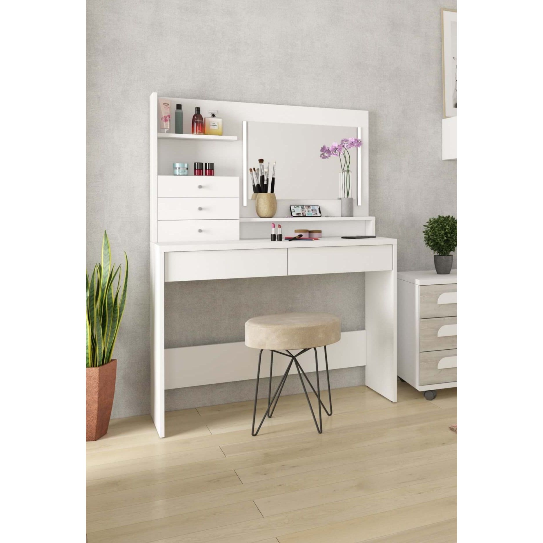 white-1725 Wish Μπουντουάρ με φως LED - Image 1