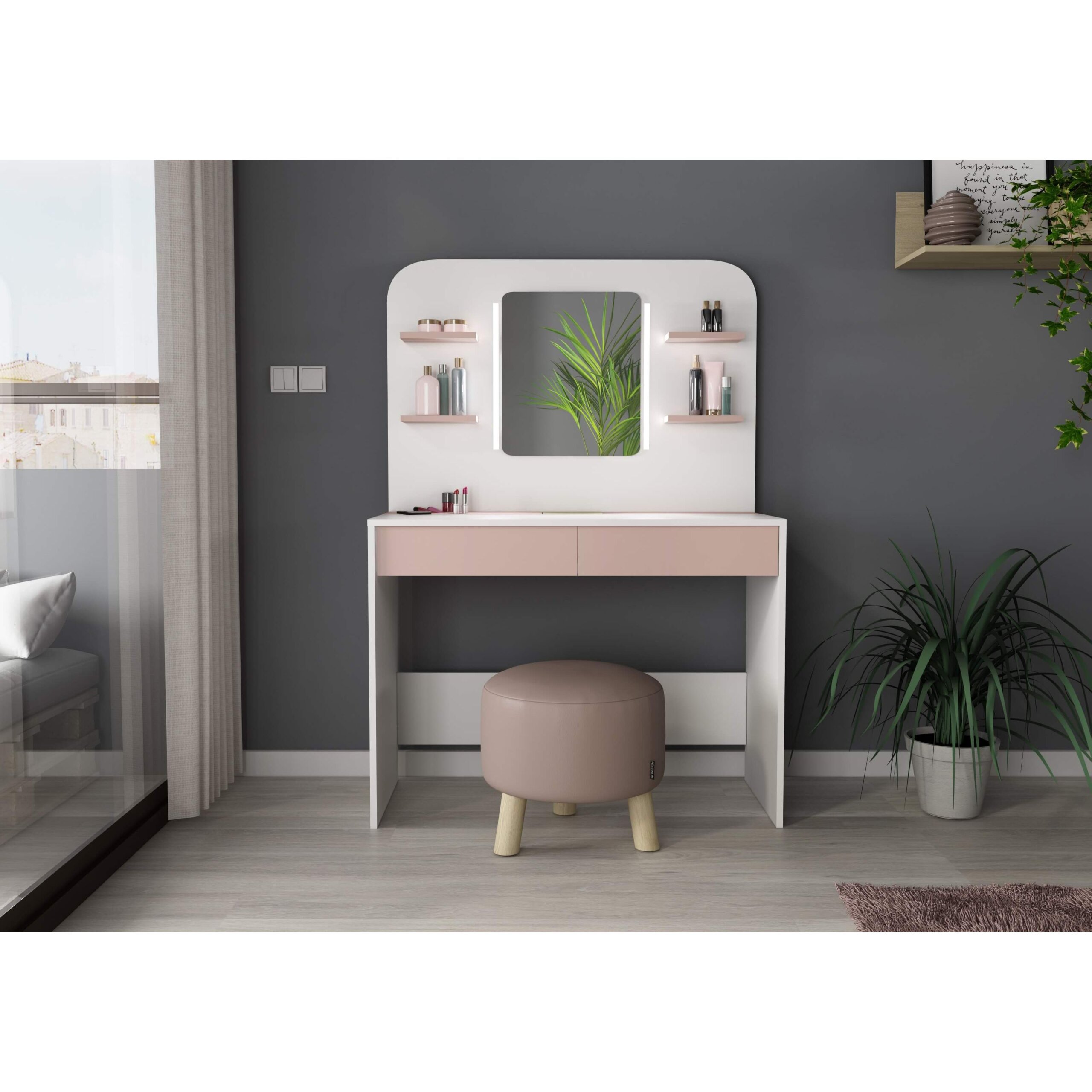 white-1742 000 Secret Μπουντουαρ με καθρέφτη και λευκό LED - Image 1