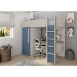 Μονό High Sleeper κρεβάτι με γραφείο και ντουλάπα - Image 33