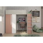 Μονό High Sleeper κρεβάτι με γραφείο και ντουλάπα - Image 4