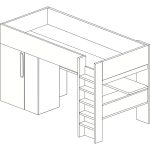 Μονό High Sleeper κρεβάτι με γραφείο και ντουλάπα - Image 52