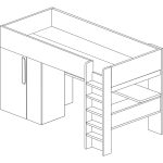Μονό High Sleeper κρεβάτι με γραφείο και ντουλάπα - Image 53