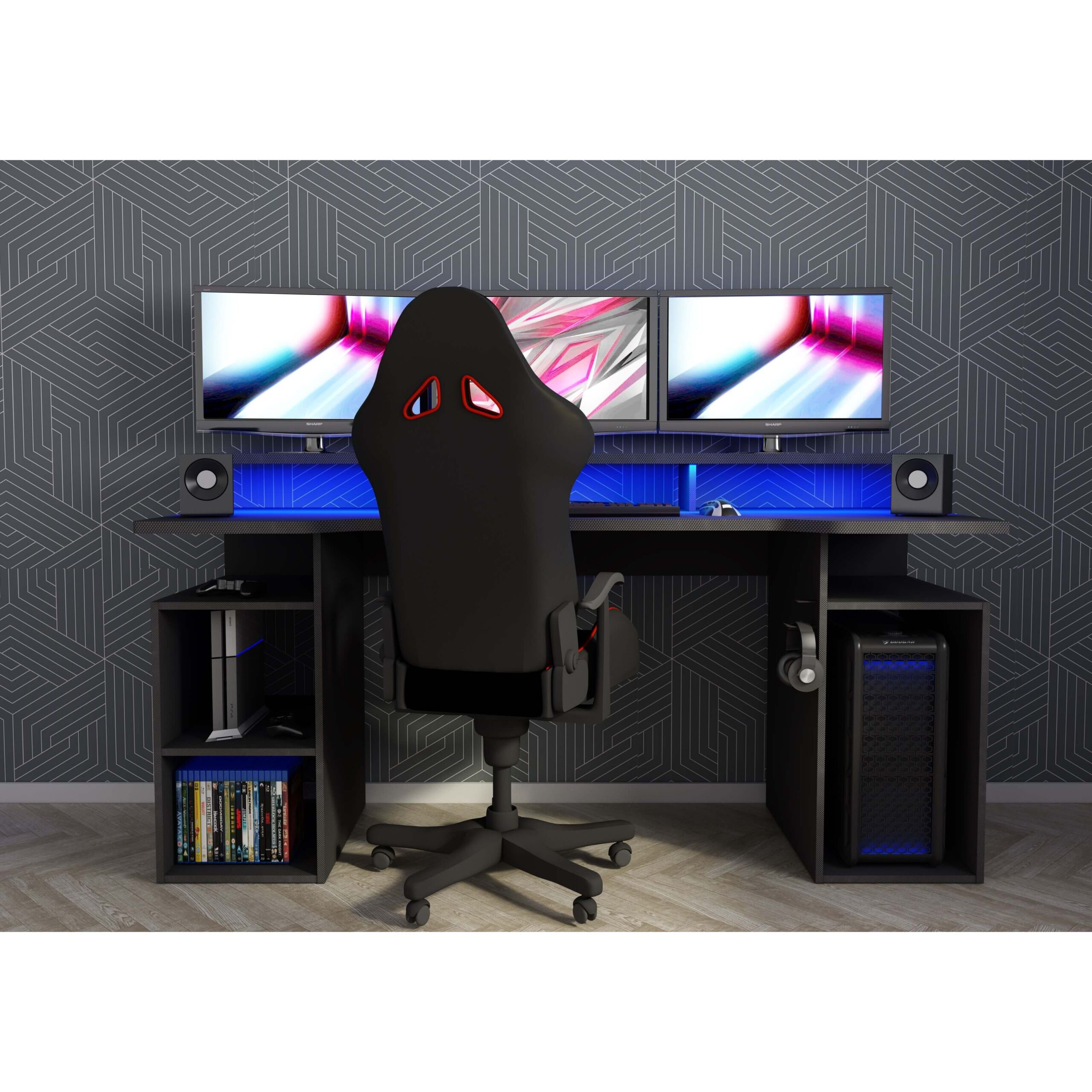 white-5020 001 Gaming X Γραφείο με ρυθμιζόμενα LED - Image 1