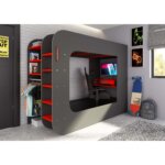 Gamer Highsleeper Πολυλειτουργικό Κρεβάτι με LED - Image 2
