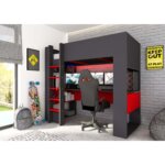 High sleeper κρεβάτι με γραφείο και αποθηκευτικό χώρο LED - Image 5