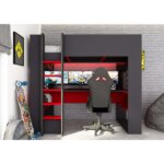 High sleeper κρεβάτι με γραφείο και αποθηκευτικό χώρο LED - Image 7