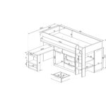 Mid-sleeper κρεβάτι με συρόμενο γραφείο και αποθηκευτικόυς χώρους - Image 29