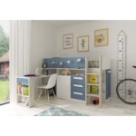 Mid-sleeper κρεβάτι με συρόμενο γραφείο και αποθηκευτικόυς χώρους - Image 2