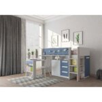 Mid-sleeper κρεβάτι με συρόμενο γραφείο και αποθηκευτικόυς χώρους - Image 4