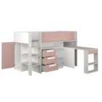 Mid-sleeper κρεβάτι με συρόμενο γραφείο και αποθηκευτικόυς χώρους - Image 15