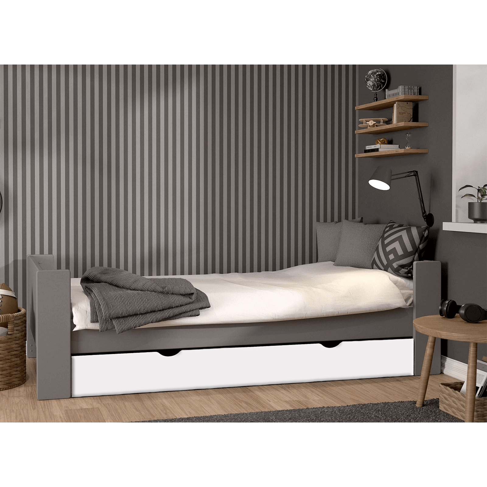 white-fullpack 4KIDS Full Extra Pack Ημίδιπλο Κρεβάτι με Τροχήλατο Συρτάρι Αποθήκευσης - Image 1