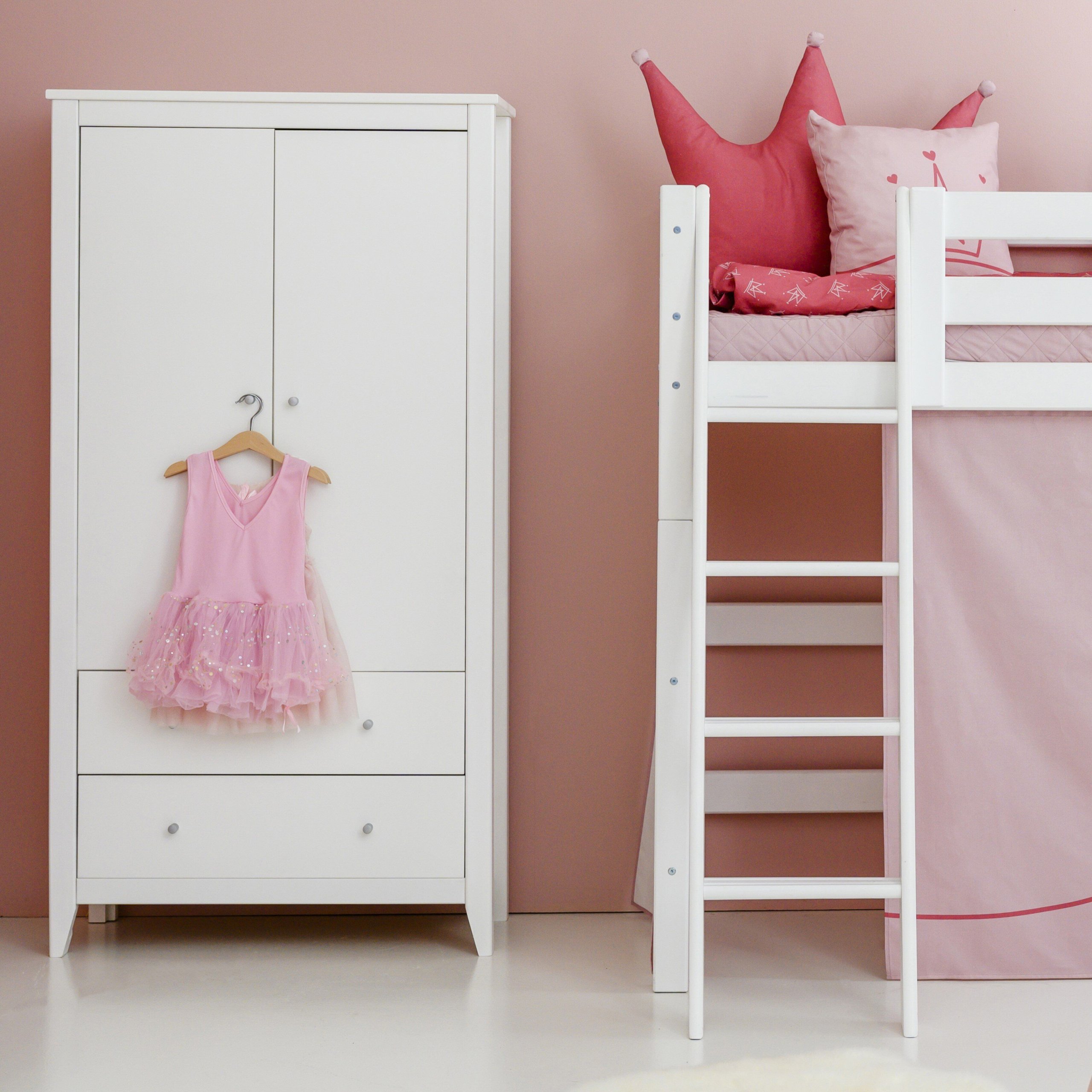 white-Princess PREMIUM Midhigh 70x160cm milieu1 Hoppekids Δίφυλλη Ντουλάπα με δύο συρτάρια - Image 1