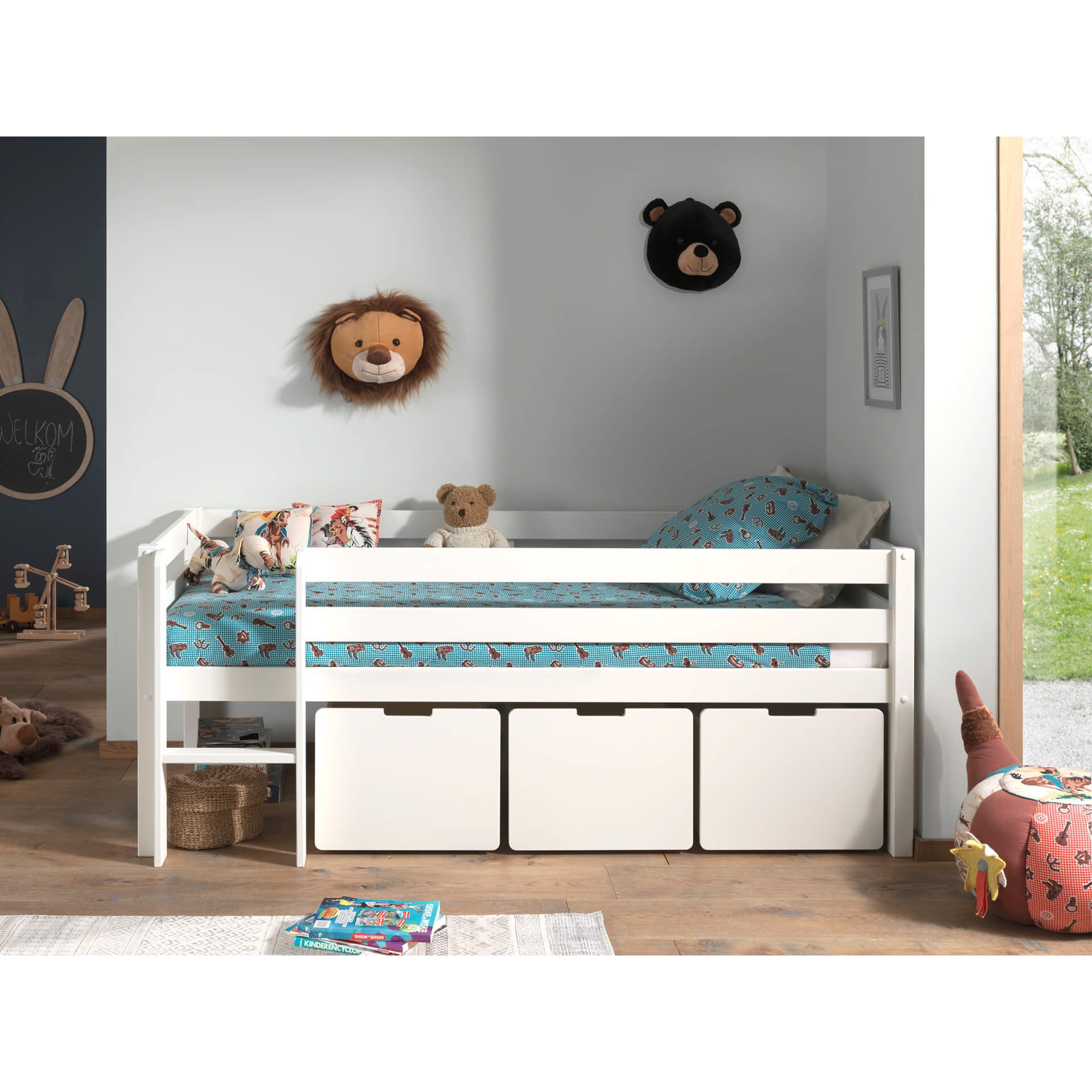 white-PICOMSLD7014_1_8d2d Σετ τρία κουτιά αποθήκευσης για κρεβάτι Low Mid Sleeper - Image 1