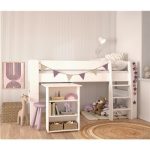 4KIDS Κρεβάτι Mid-Sleeper με συρόμενο γραφείο